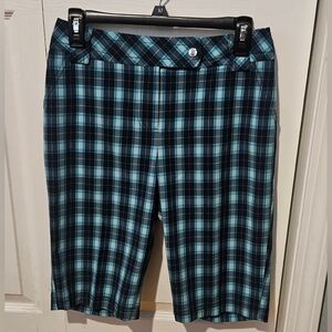 Annika Cutter & Buck Golf Shorts Plaid Stretch Dri Tec Fabric